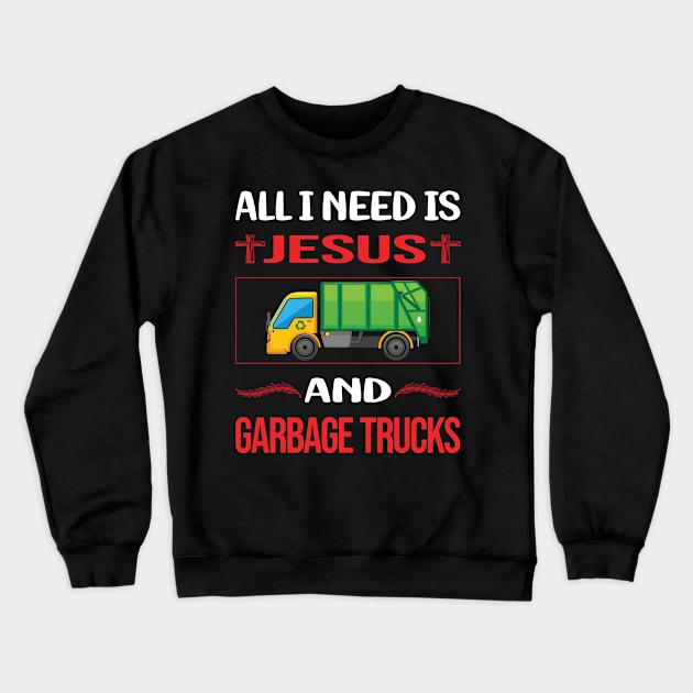 Funny Jesus Garbage Truck Trucks Crewneck Sweatshirt by lainetexterbxe49